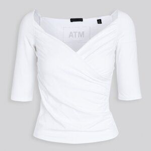 ATM White Blouse Top Short Sleeve Shirt